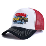 Load image into Gallery viewer, Retro Car Graphic Trucker Cap – Vintage Racing Style
