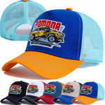 Load image into Gallery viewer, Retro Car Graphic Trucker Cap – Vintage Racing Style
