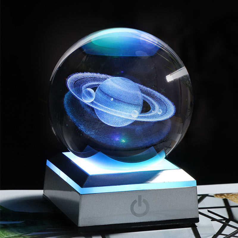 Crystal Solar System & Planets with LED Light Base